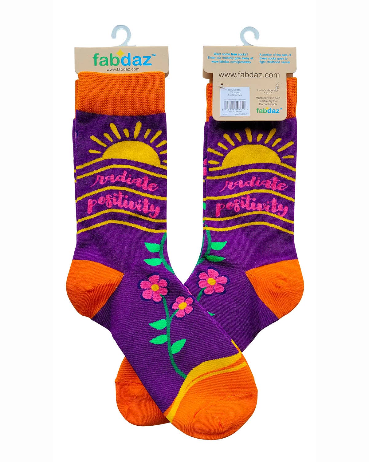 Radiate Positivity Ladies' Novelty Crew Socks