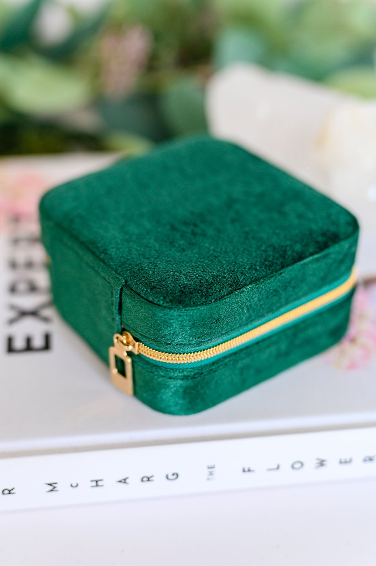 Kept and Carried Velvet Jewelry Box in Green