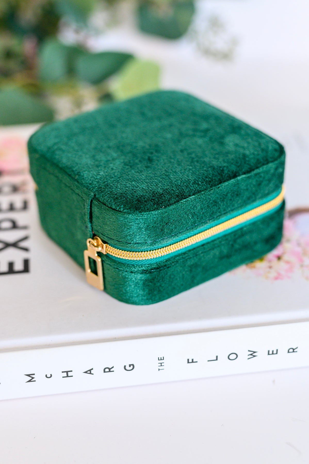 Kept and Carried Velvet Jewelry Box in Green