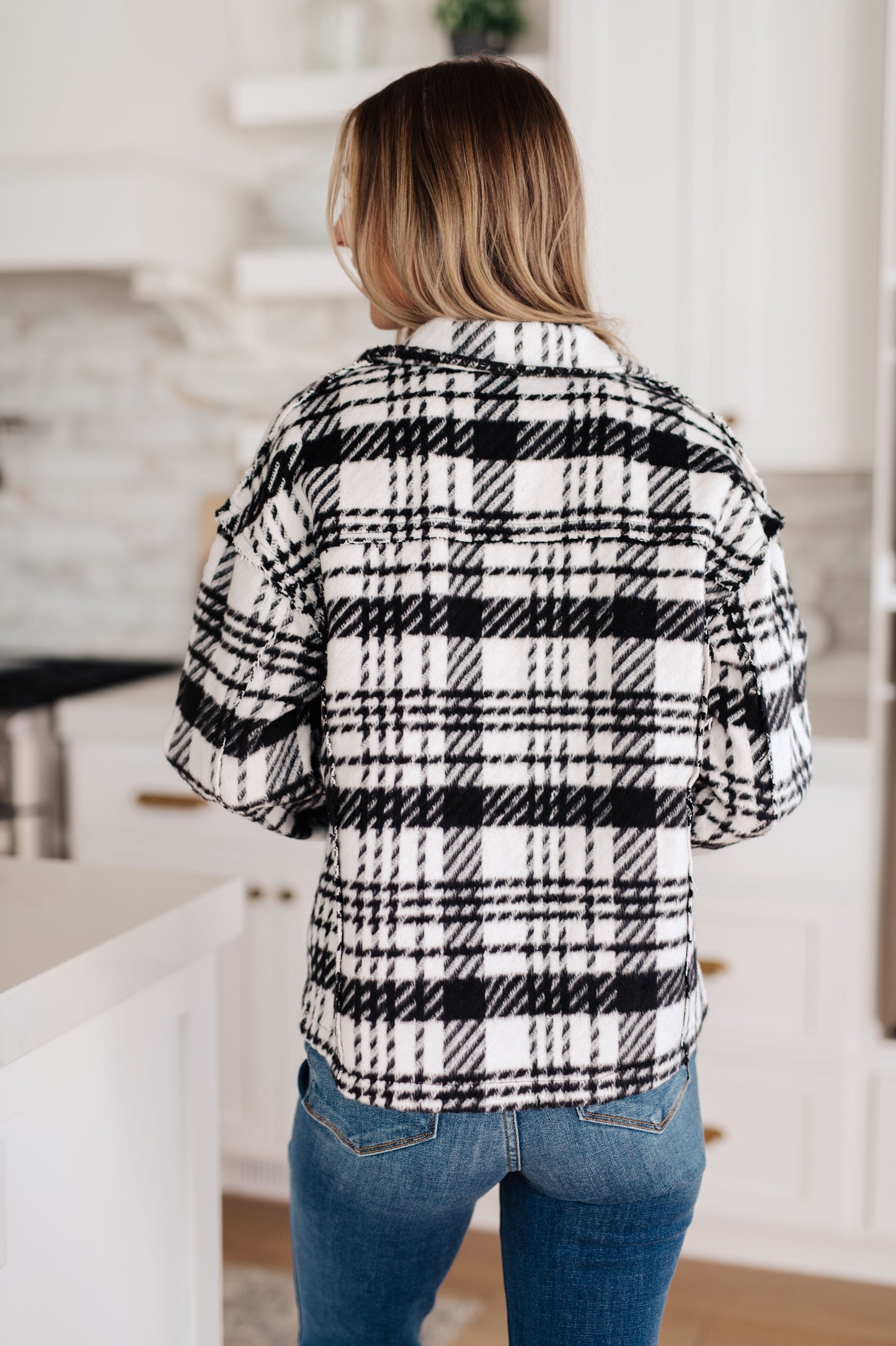 Kate Plaid Jacket in Black & White