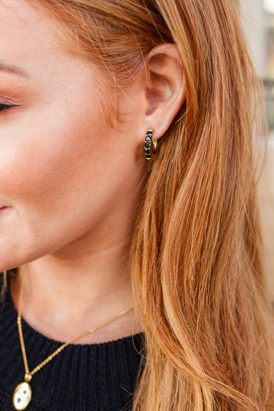 Stones in Ebony Huggie Earrings